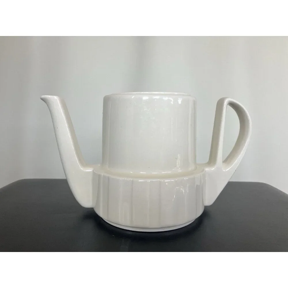 Vintage Mid Century Bauhaus WMF Porcelain Teapot, Ivory With Top, No Chips